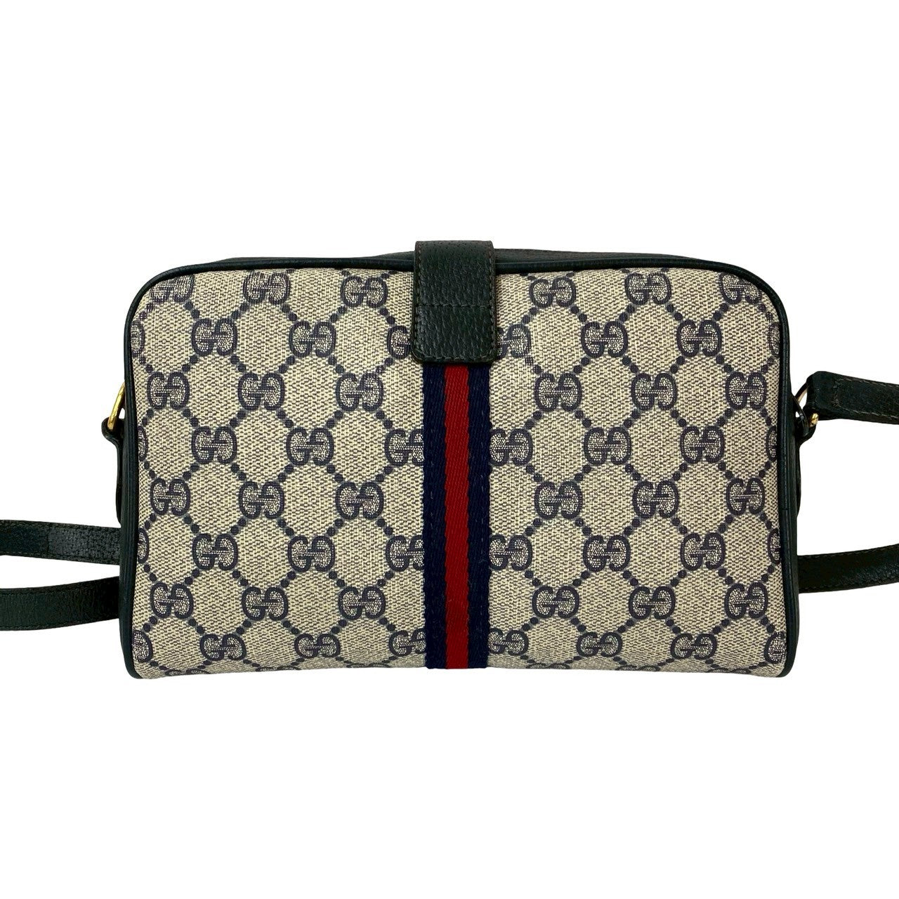 GUCCI Shoulder Bag leather Navy Sherry line