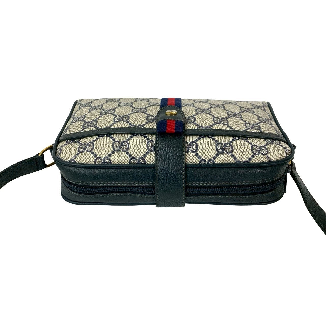 GUCCI Shoulder Bag leather Navy Sherry line