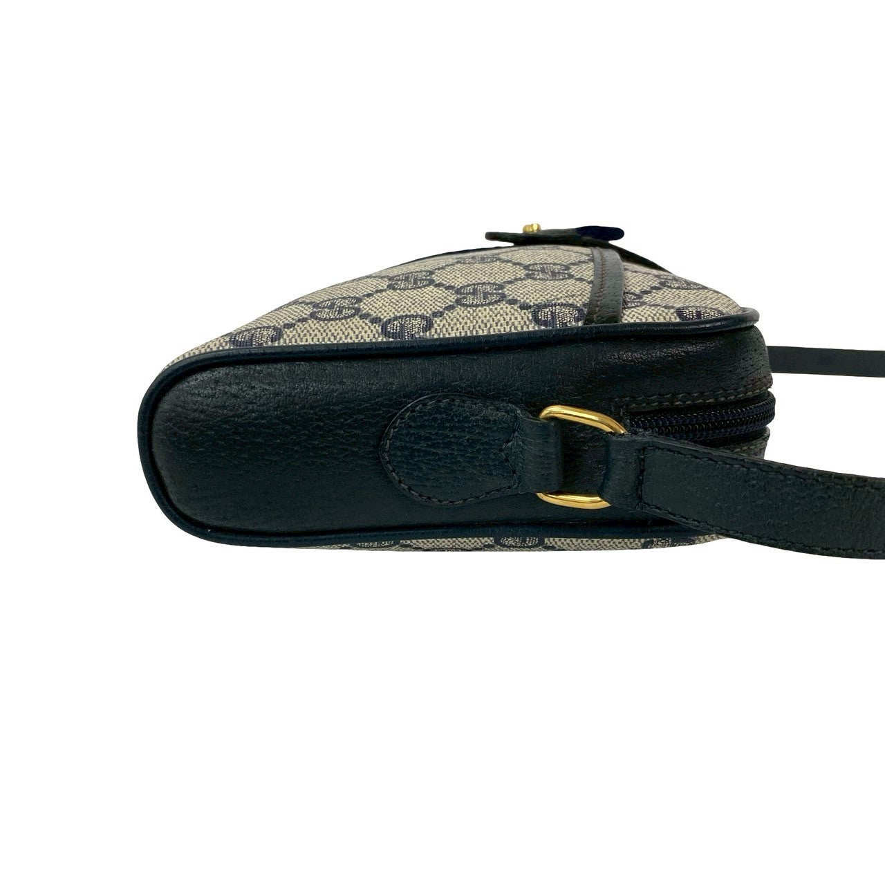 GUCCI Shoulder Bag leather Navy Sherry line