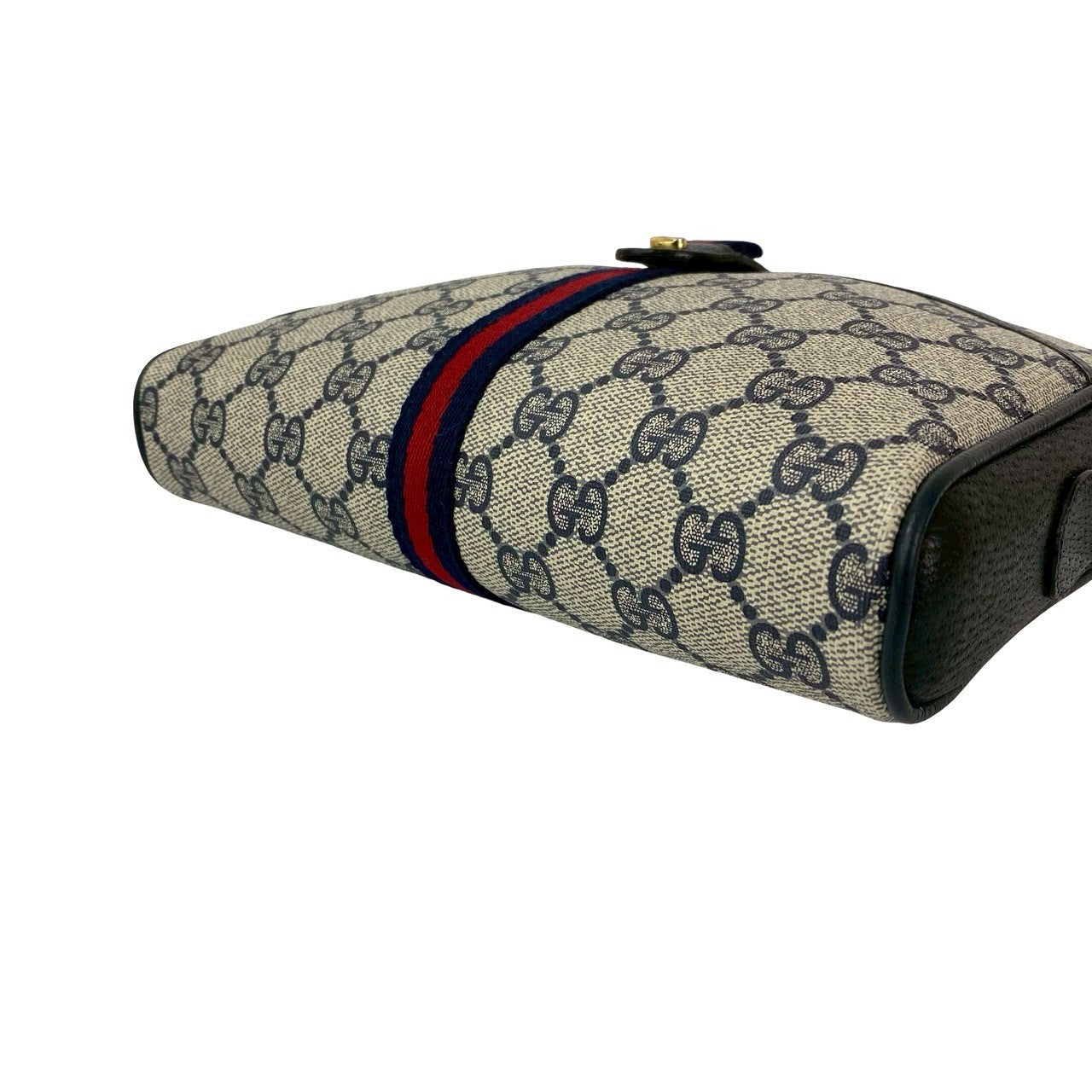 GUCCI Shoulder Bag leather Navy Sherry line