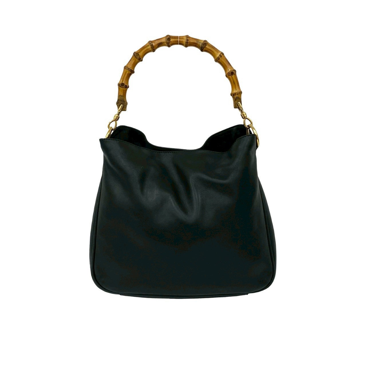 GUCCI Shoulder Bag leather black Bamboo