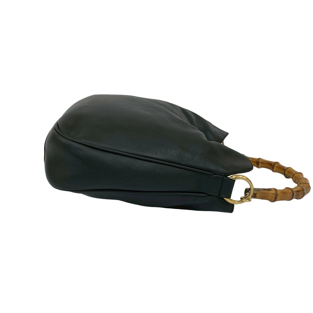GUCCI Shoulder Bag leather black Bamboo