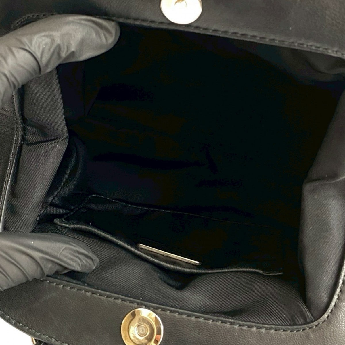 PRADA Handbag leather black Evening Bear