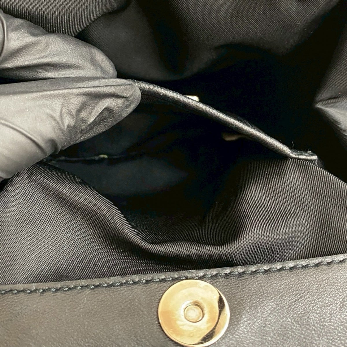 PRADA Handbag leather black Evening Bear