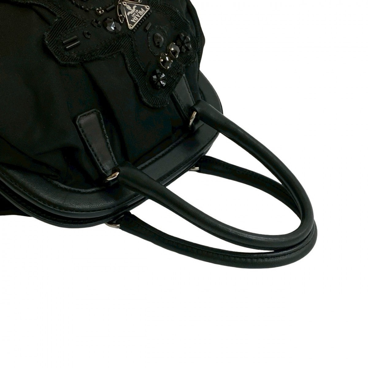 PRADA Handbag leather black Evening Bear