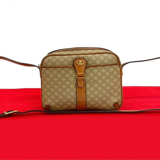 CELINE Shoulder Bag leather beige