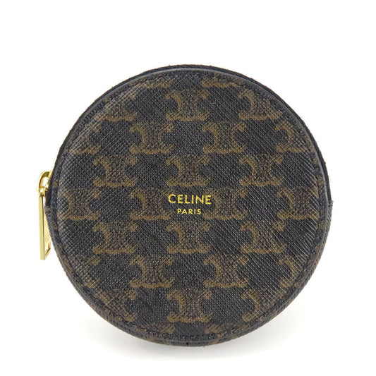 CELINE Coin case 10D222BQ3.38NO PVC, Leather black Triomphe Women Used Authentic