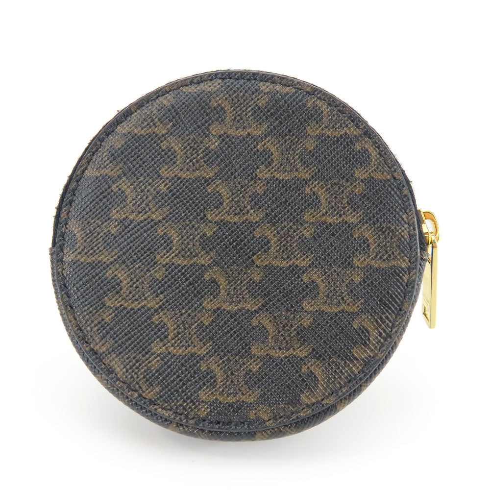CELINE Coin case 10D222BQ3.38NO PVC, Leather black Triomphe Women Used Authentic