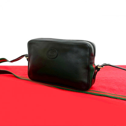 GUCCI Shoulder Bag leather black Sherry line