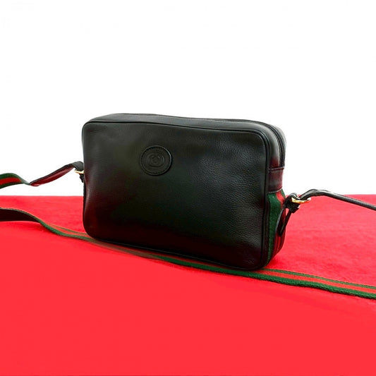 GUCCI Shoulder Bag leather black Sherry line