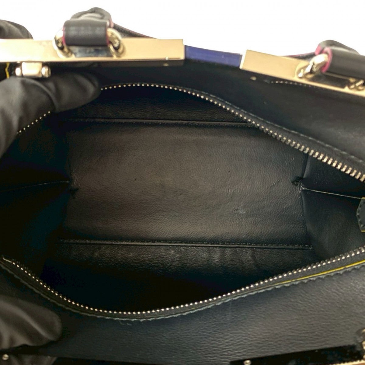 FENDI Shoulder Bag leather black Petite Troisur
