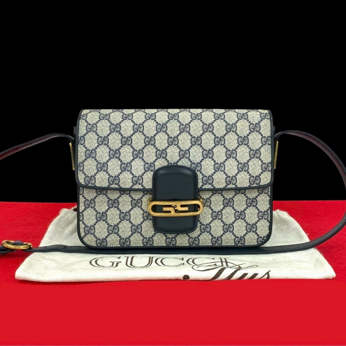 GUCCI Shoulder Bag leather Navy