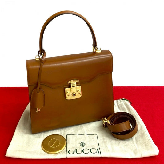 GUCCI Shoulder Bag leather Brown