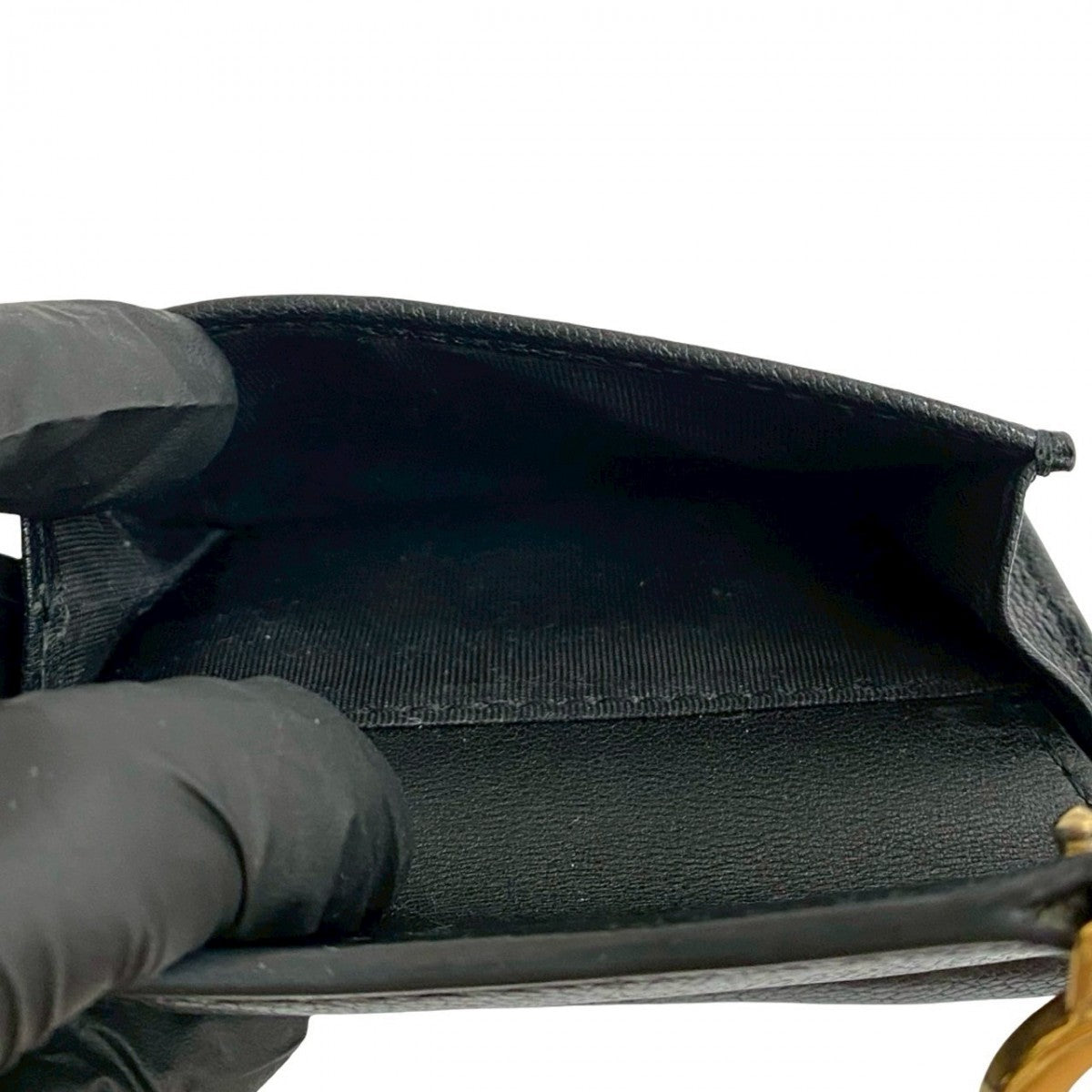 Dior Tri-fold wallet leather black saddle lotus wallet