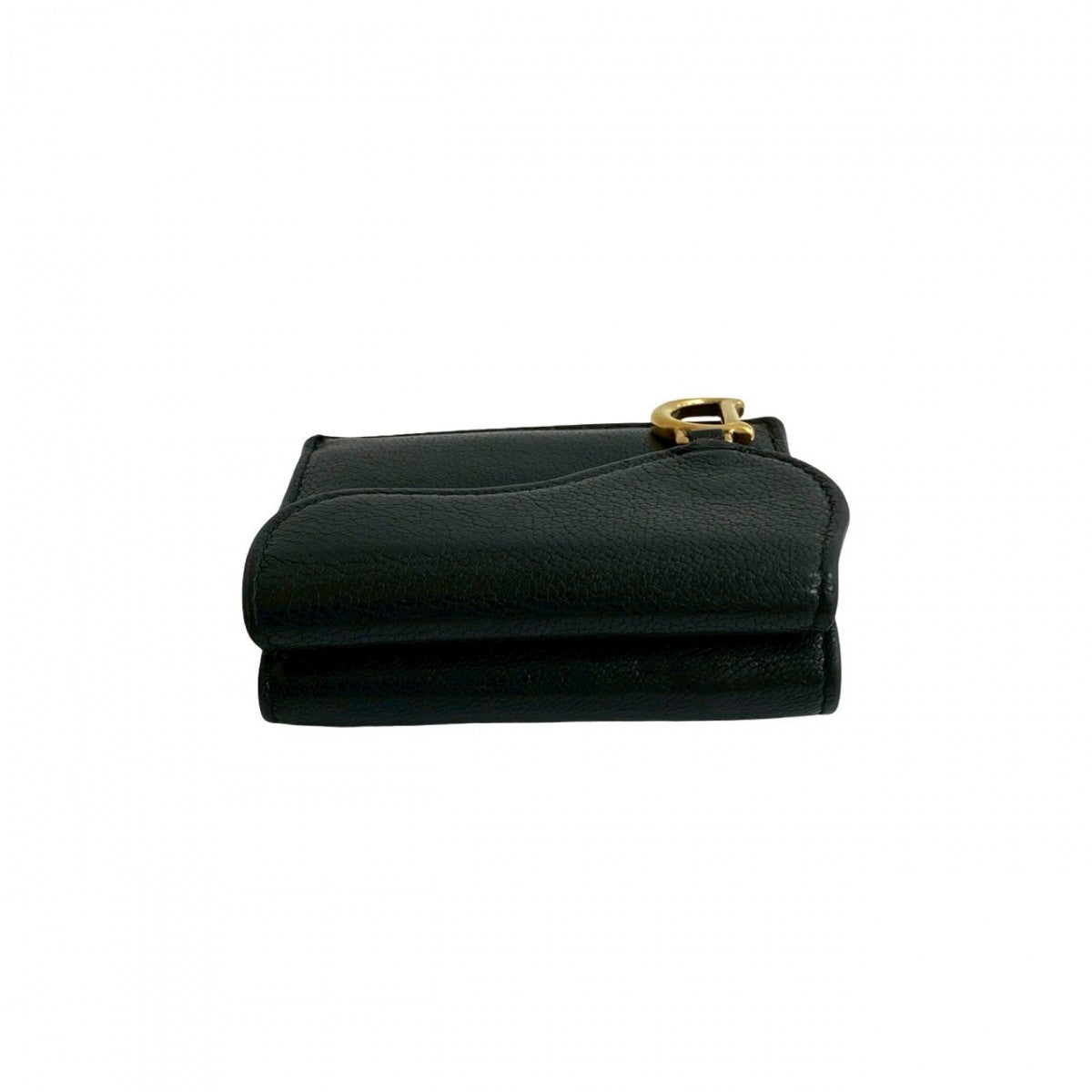 Dior Tri-fold wallet leather black saddle lotus wallet