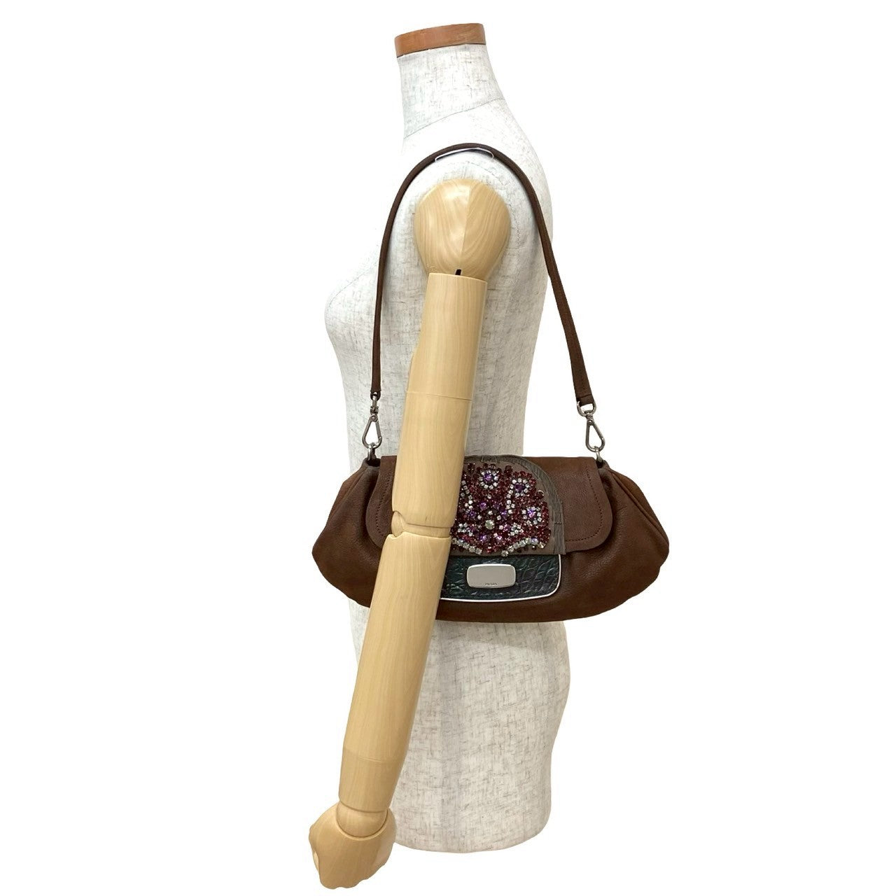 PRADA Shoulder Bag Nubuck Brown