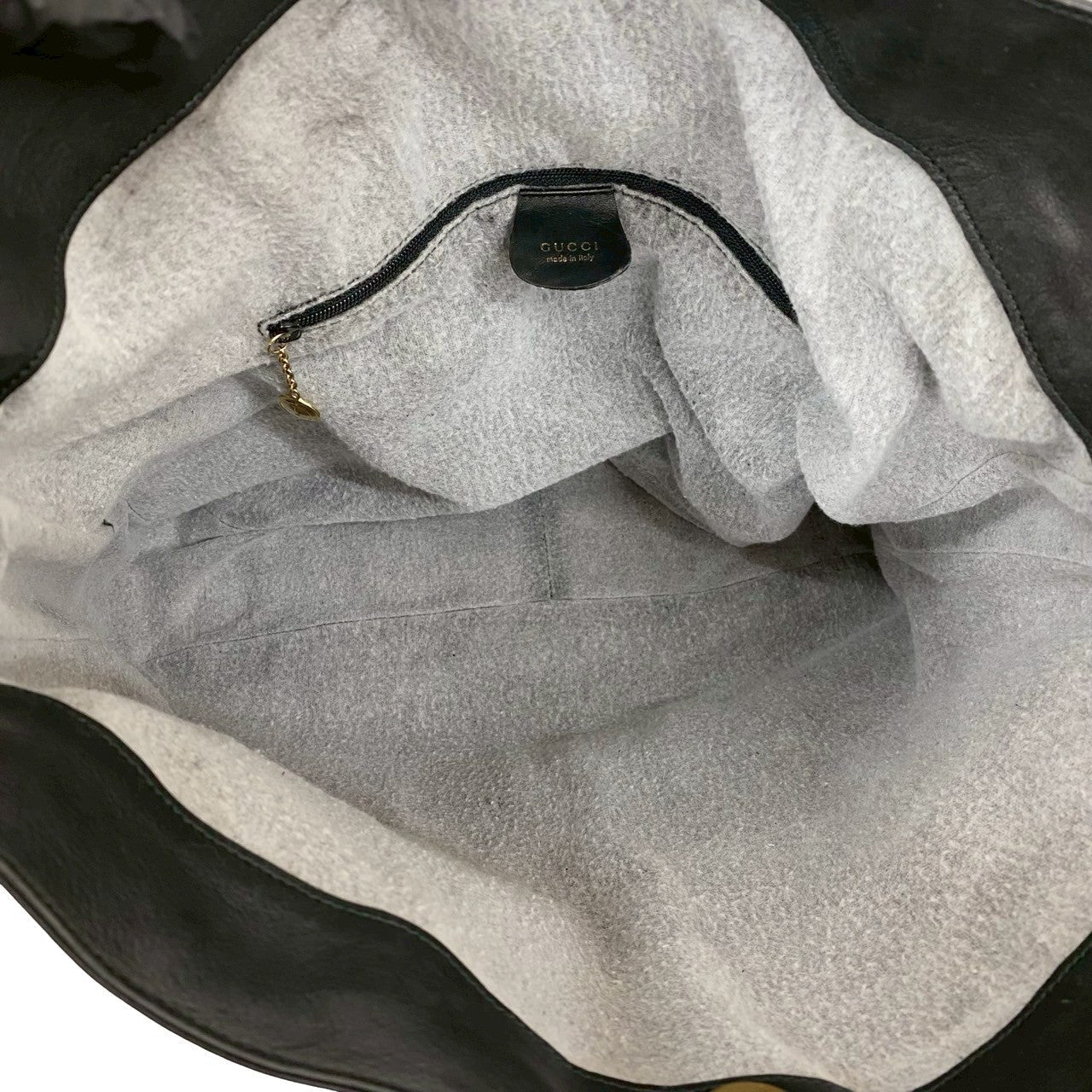 GUCCI Shoulder Bag leather black Bamboo