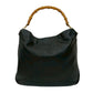 GUCCI Shoulder Bag leather black Bamboo
