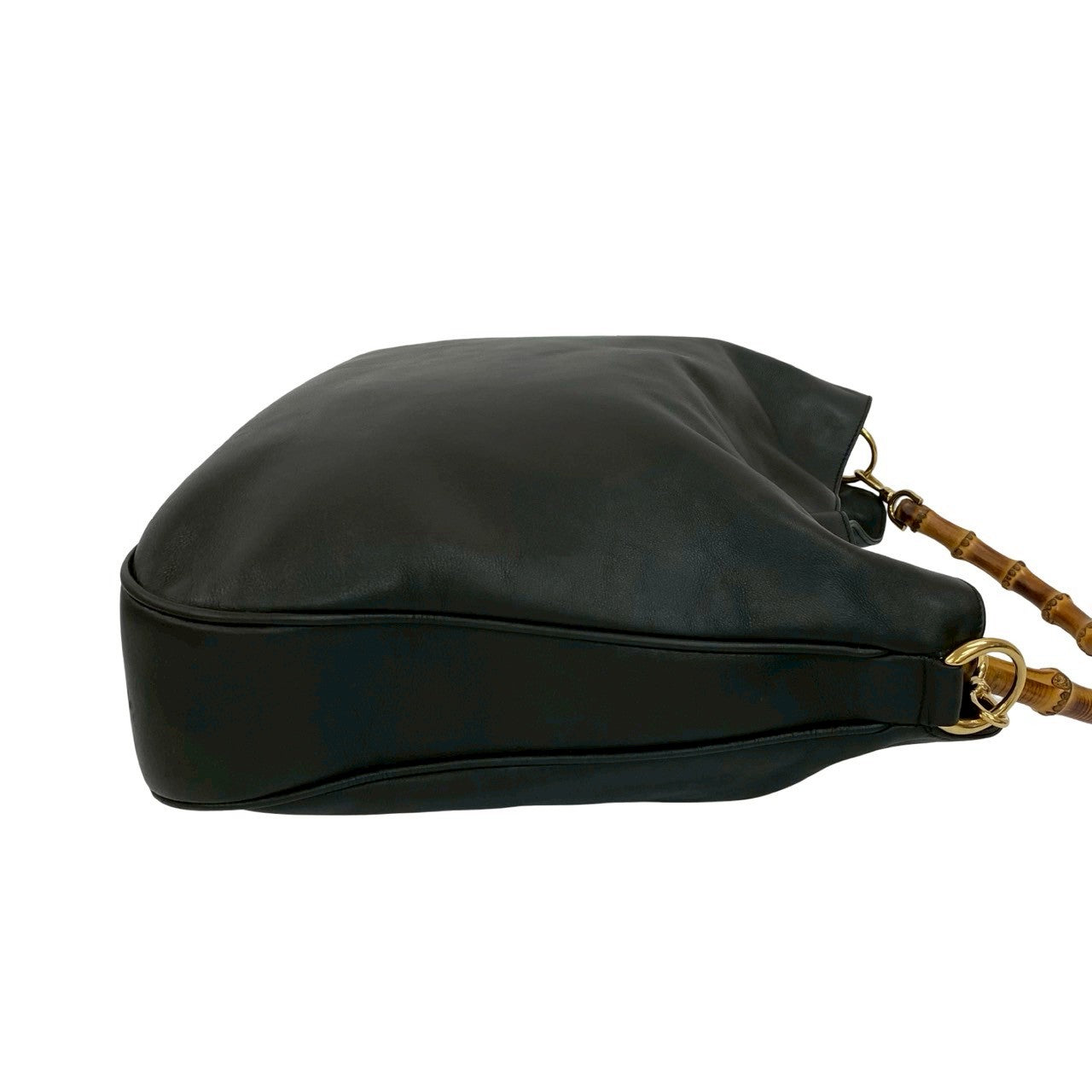 GUCCI Shoulder Bag leather black Bamboo