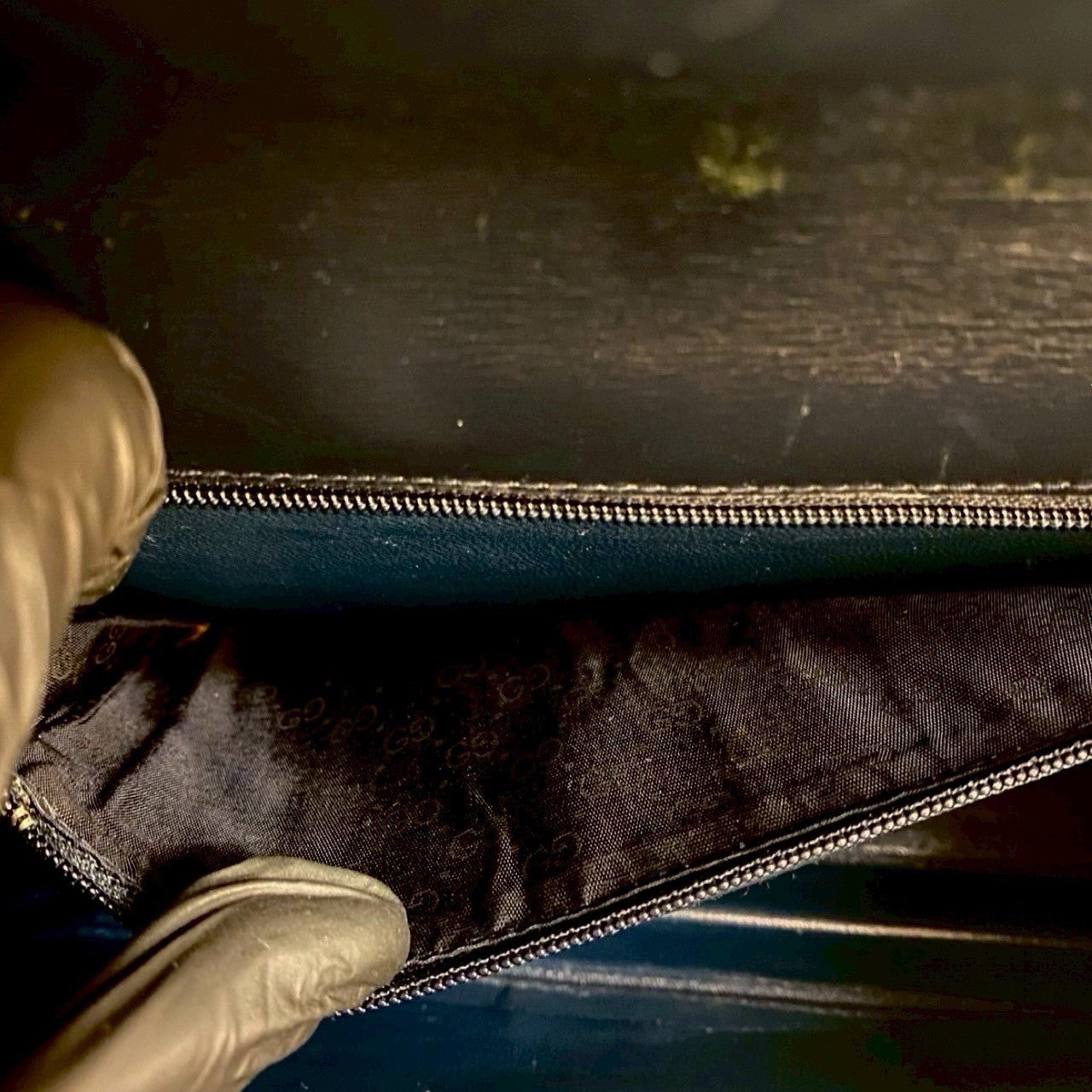 GUCCI Handbag Calfskin Navy