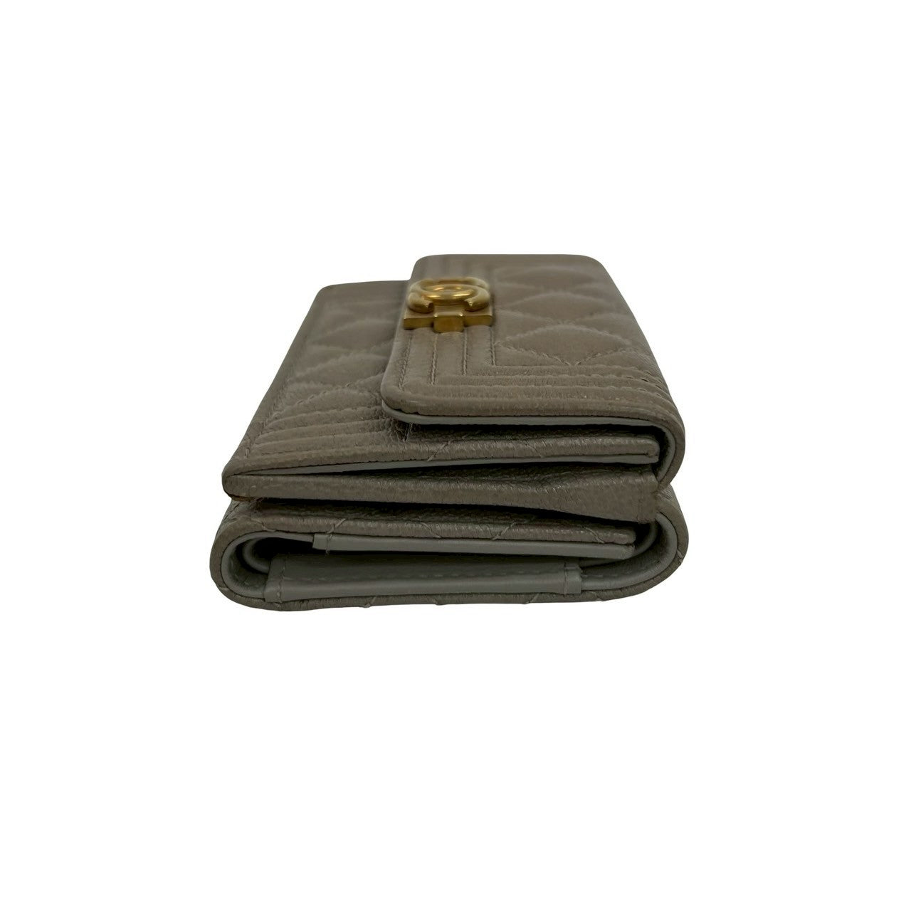 CHANEL Tri-fold wallet Matt caviar skin gray Matrasse Boy chanel
