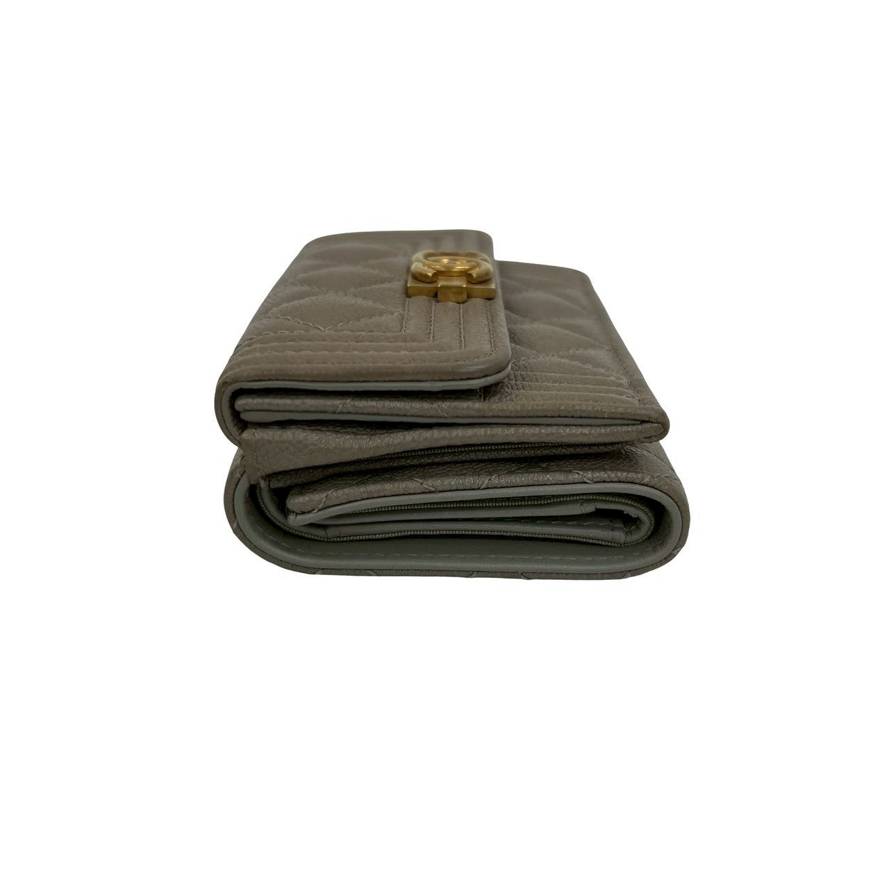 CHANEL Tri-fold wallet Matt caviar skin gray Matrasse Boy chanel