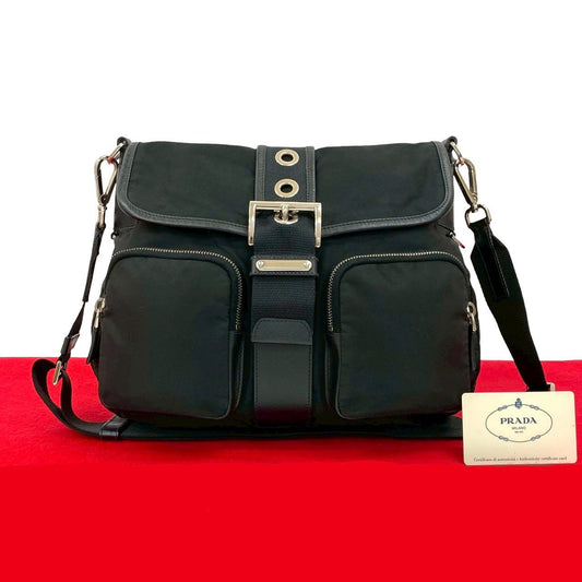 PRADA Shoulder Bag leather black