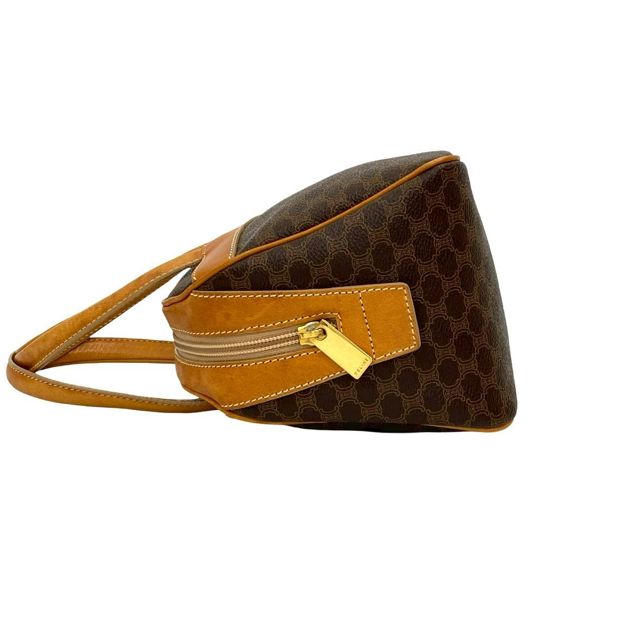 CELINE Handbag leather Brown Macadam Blazon Pattern logo
