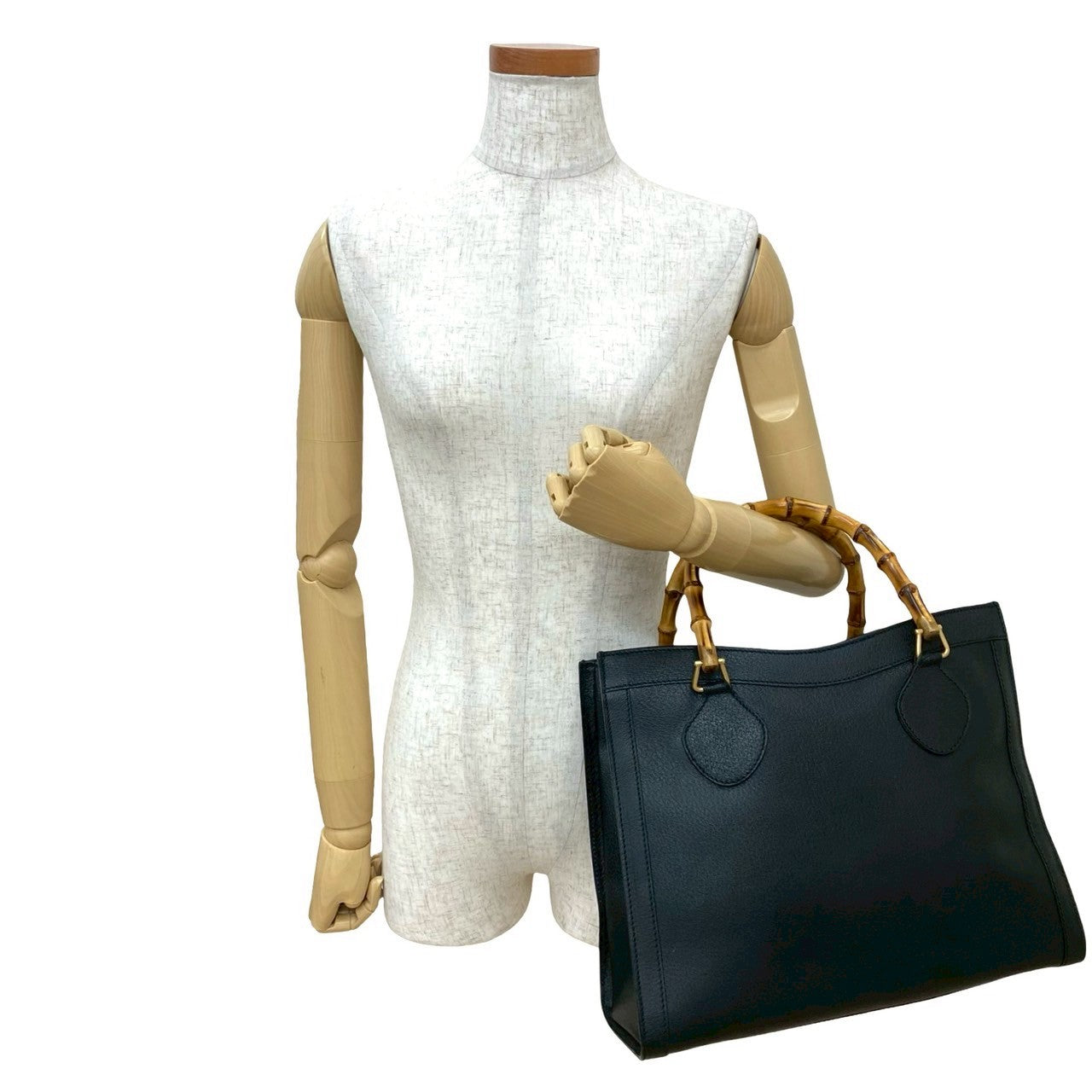 GUCCI Handbag leather black Bamboo