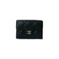 CHANEL Tri-fold wallet lambskin black Matrasse