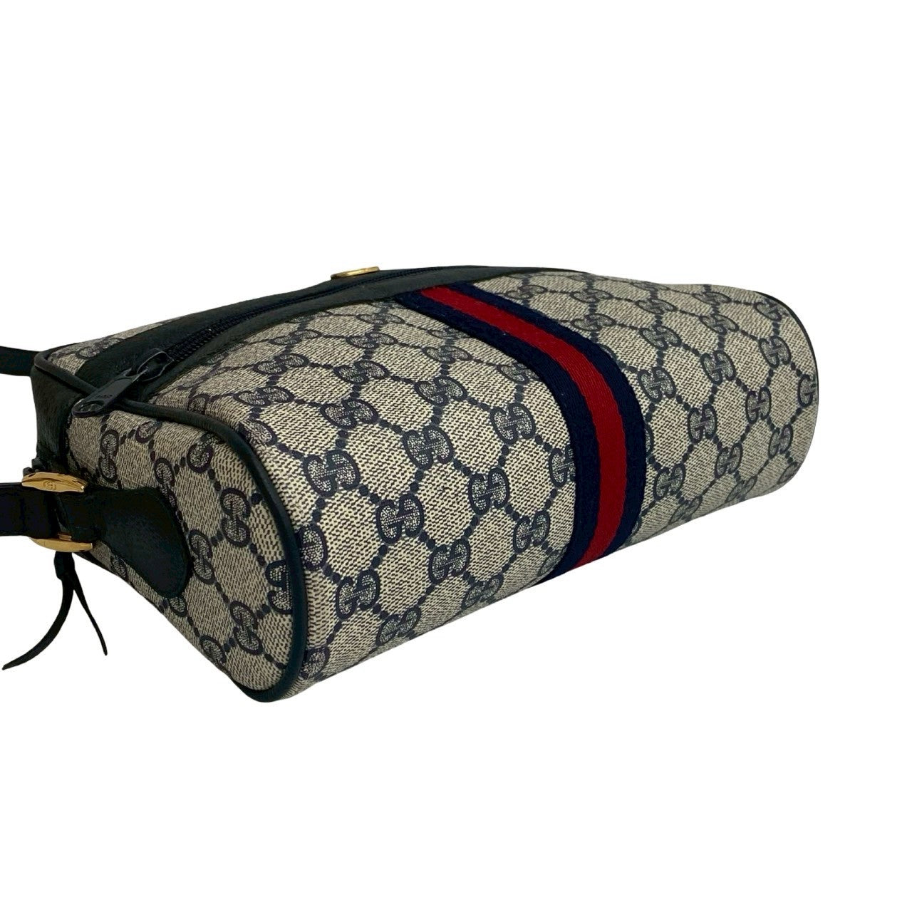 GUCCI Shoulder Bag leather Navy Sherry line