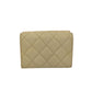 CHANEL Tri-fold wallet Matt caviar skin beige Matrasse