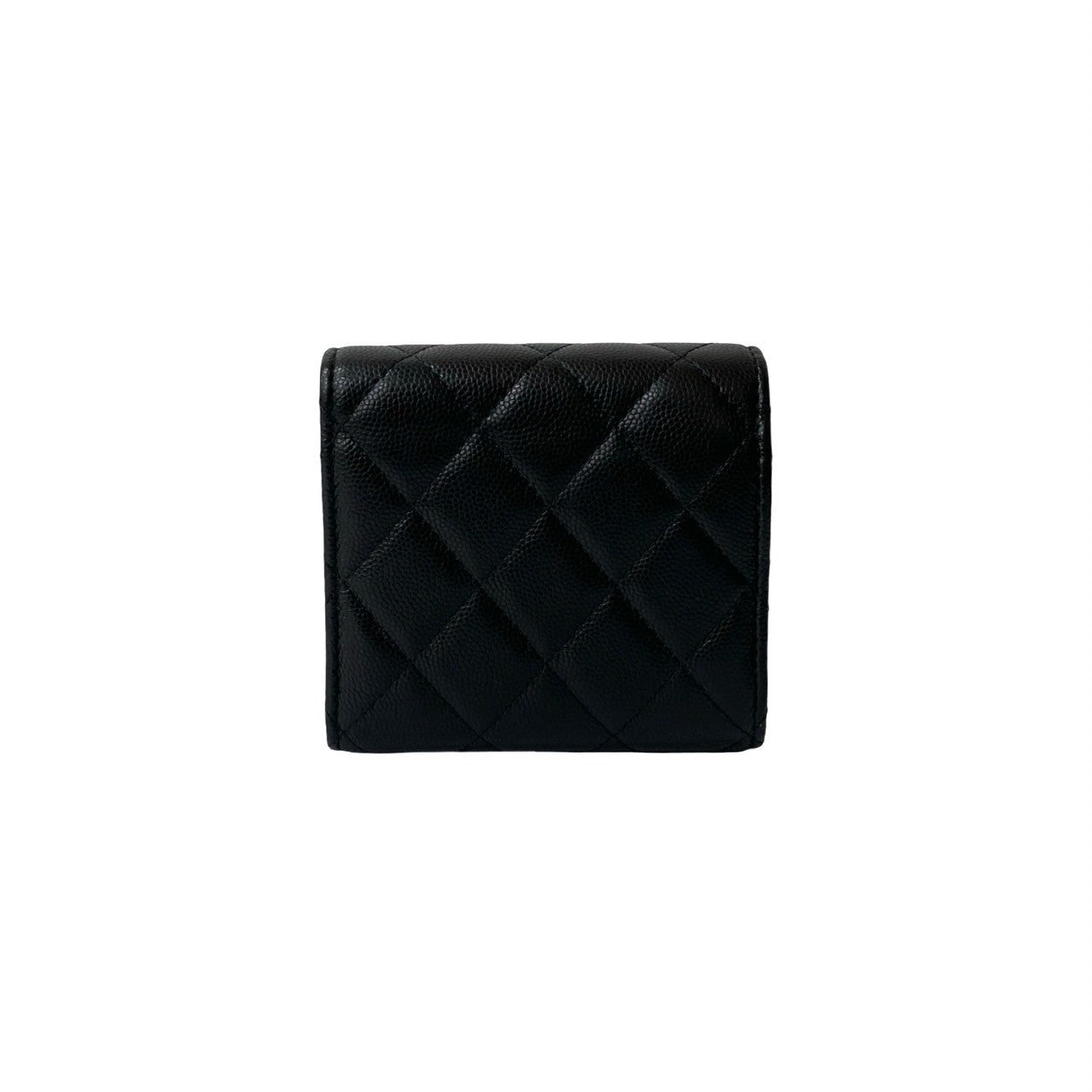 CHANEL Tri-fold wallet Matt caviar skin black Matrasse