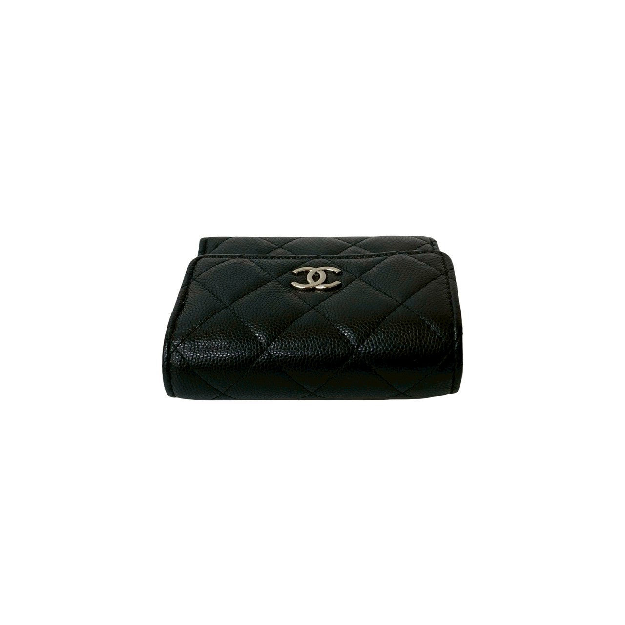 CHANEL Tri-fold wallet Matt caviar skin black Matrasse