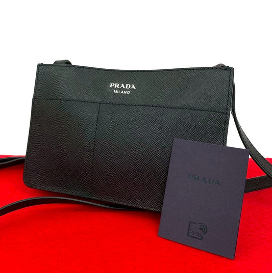 PRADA Shoulder Bag leather black