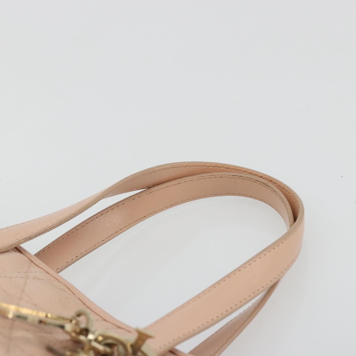 Christian Dior Cannage Panarea Hand Bag Coated Canvas Pink