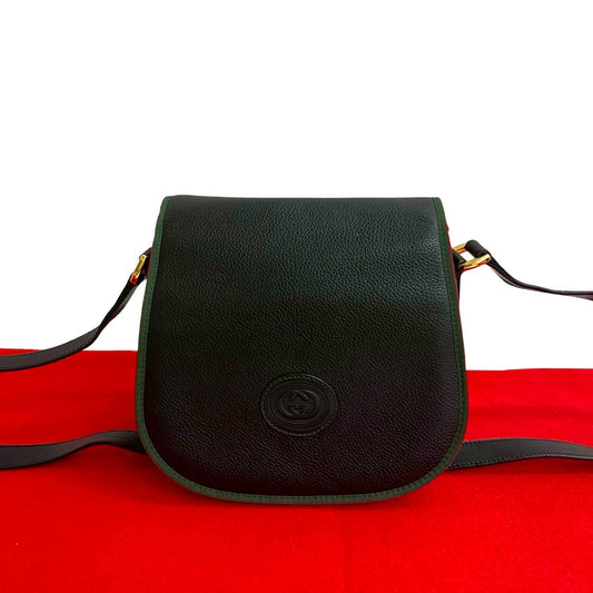 GUCCI Shoulder Bag leather black Sherry line