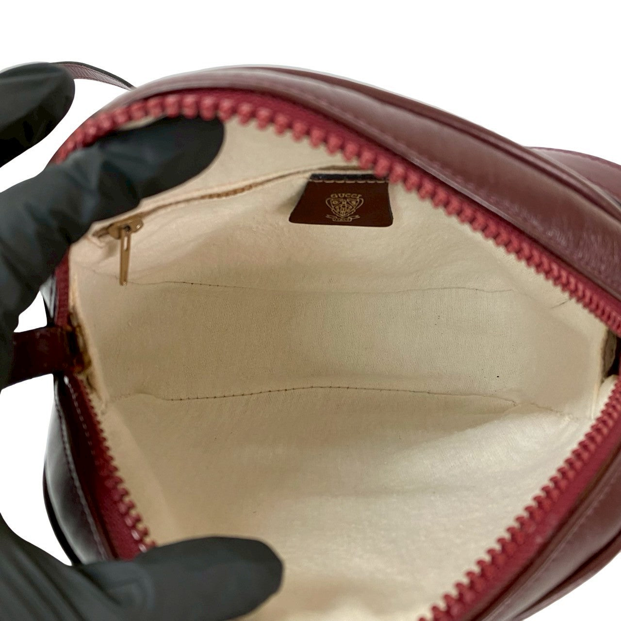 GUCCI Shoulder Bag leather wine-red Sherry line