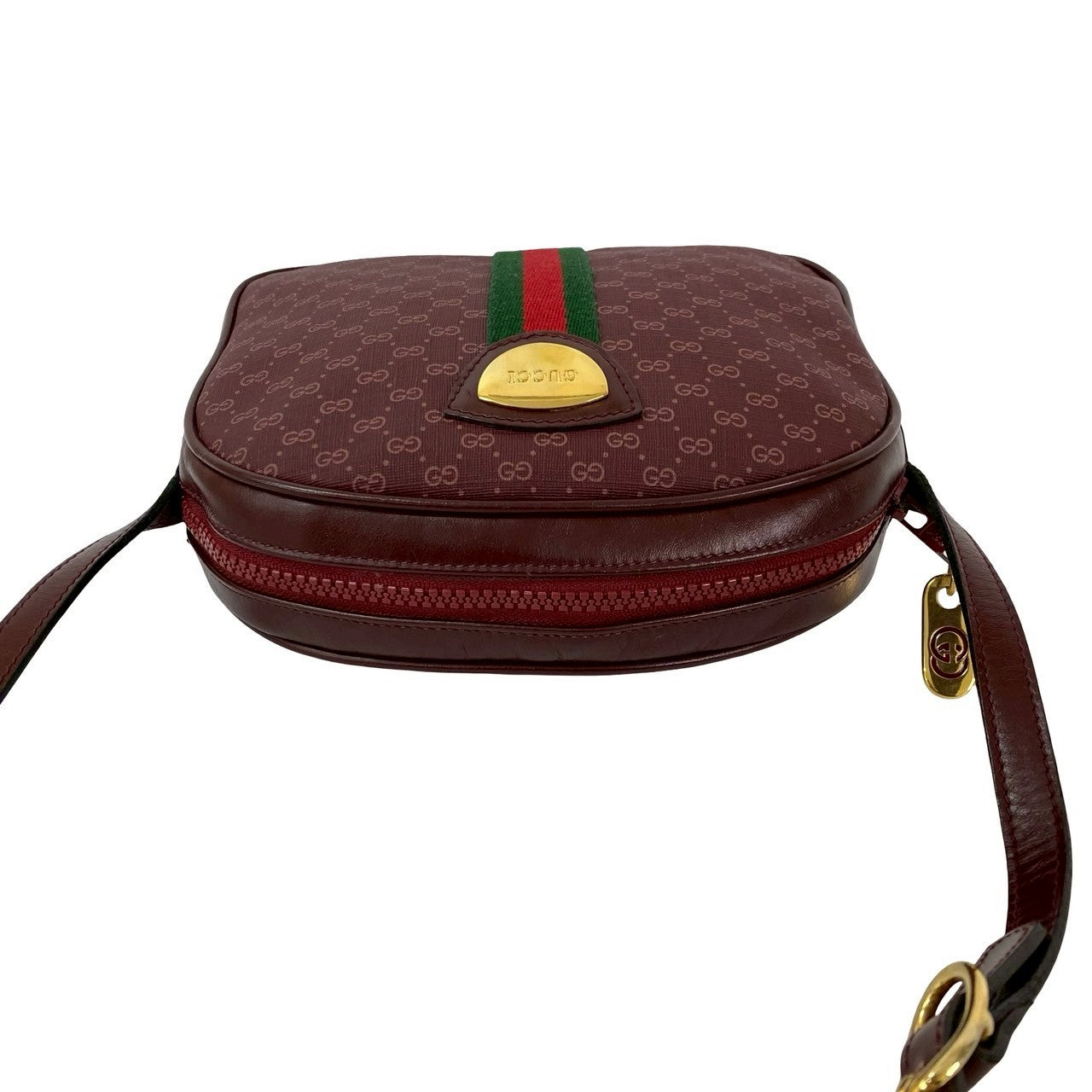 GUCCI Shoulder Bag leather wine-red Sherry line