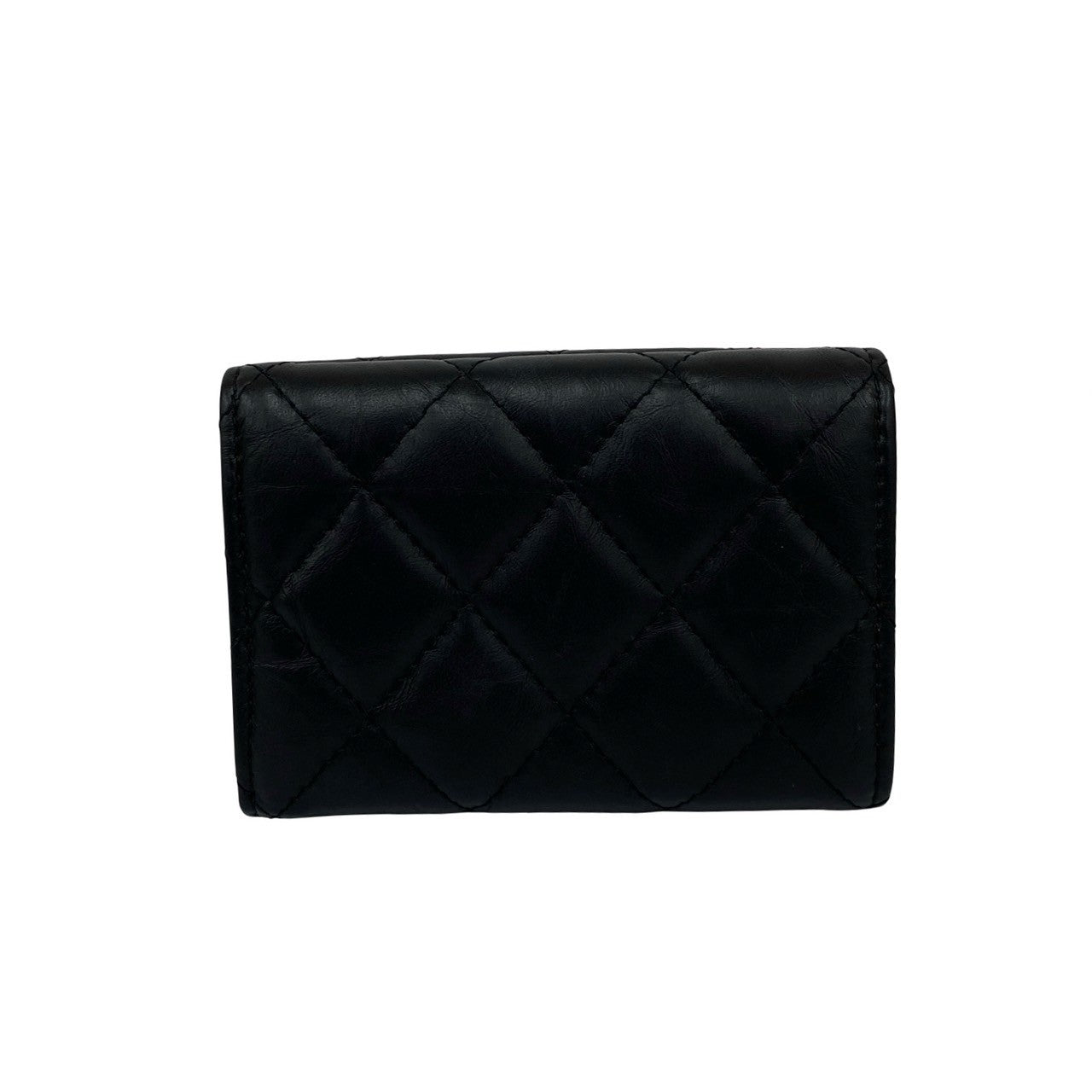 CHANEL Tri-fold wallet leather black Matrasse 2.55