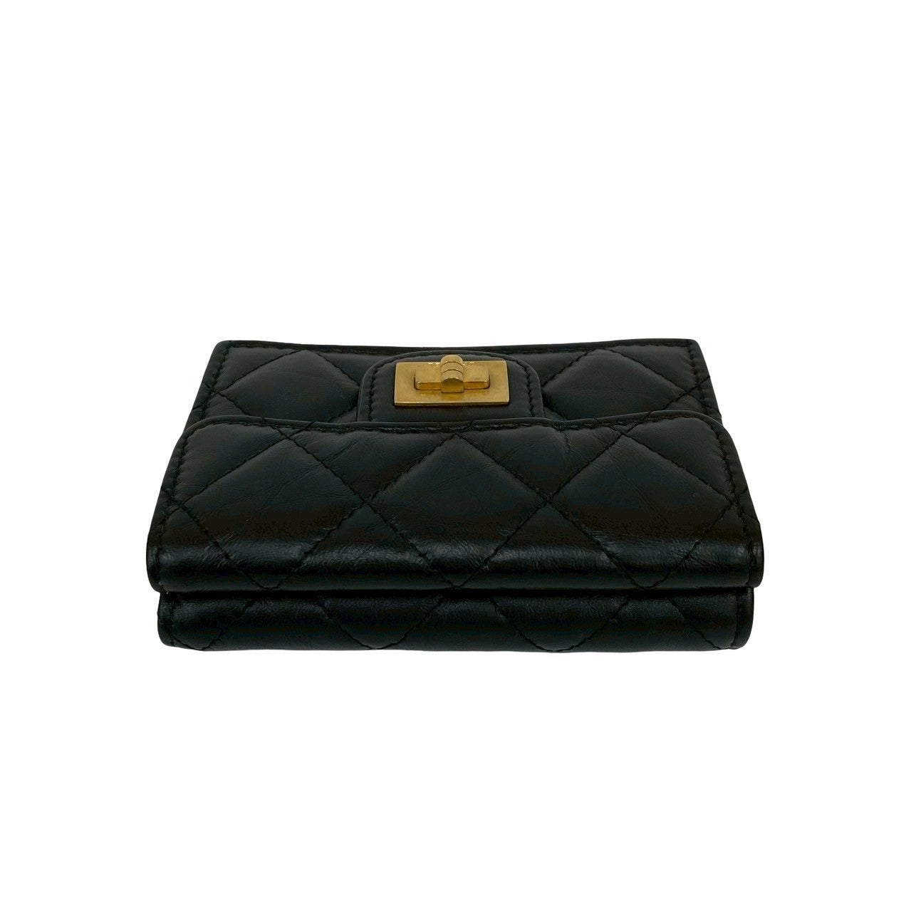 CHANEL Tri-fold wallet leather black Matrasse 2.55
