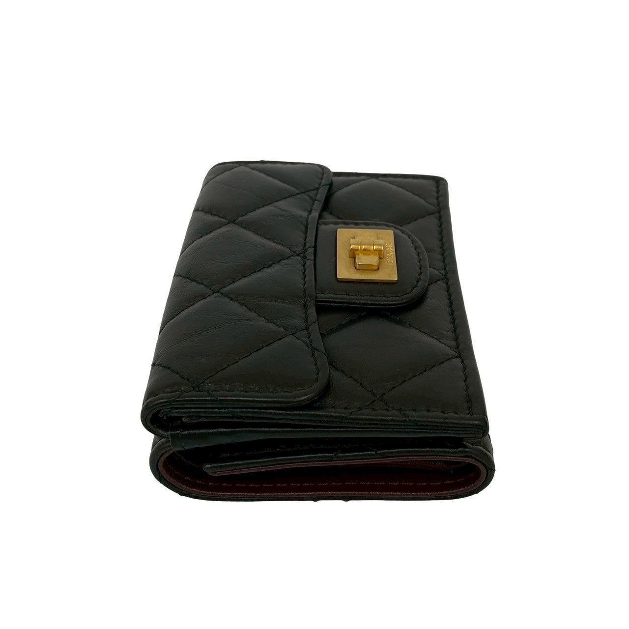CHANEL Tri-fold wallet leather black Matrasse 2.55