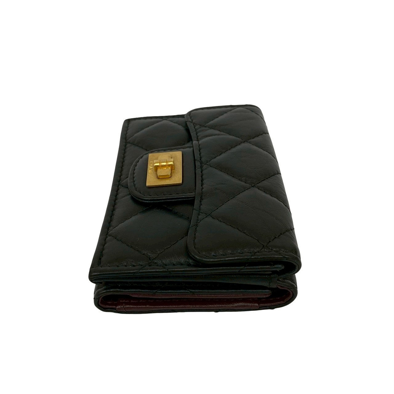 CHANEL Tri-fold wallet leather black Matrasse 2.55