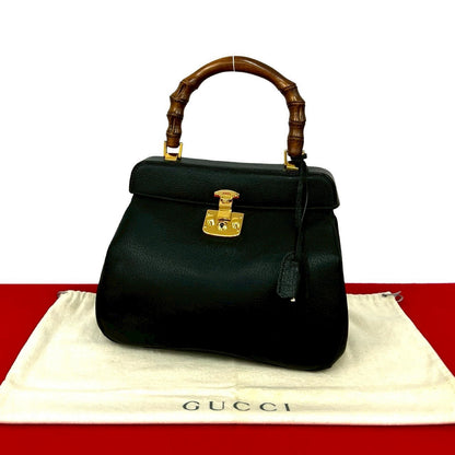GUCCI Handbag leather black Bamboo