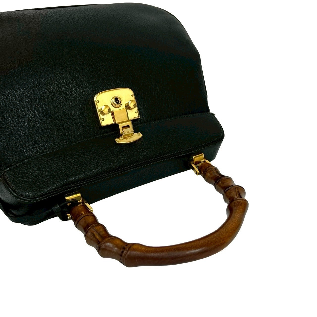 GUCCI Handbag leather black Bamboo