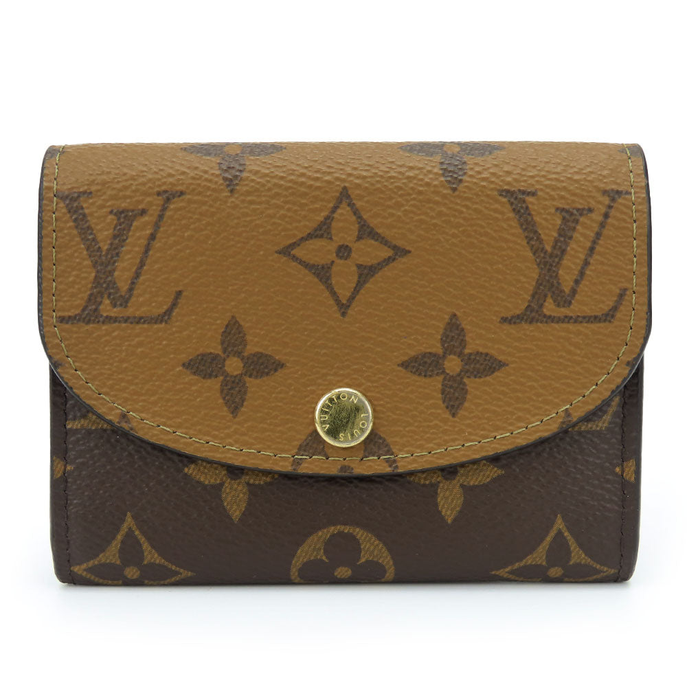 LOUIS VUITTON Bifold Wallet M82333 Monogram reverse Brown Portefeuille Rosalie Women Used Authentic