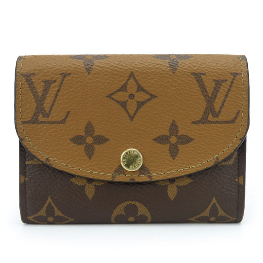 LOUIS VUITTON Bifold Wallet M82333 Monogram reverse Brown Portefeuille Rosalie Women Used Authentic