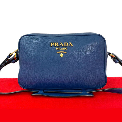 PRADA Shoulder Bag leather blue