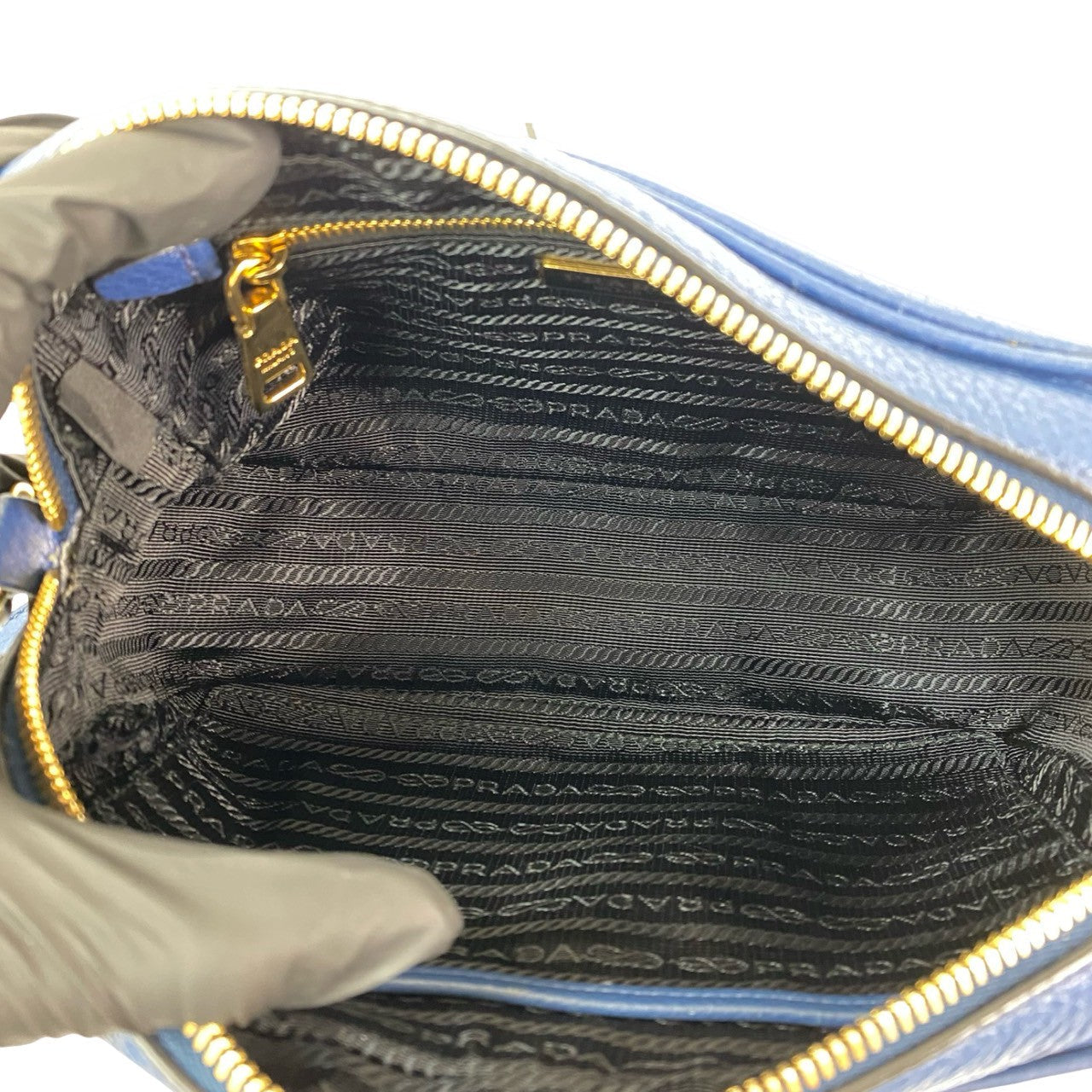PRADA Shoulder Bag leather blue