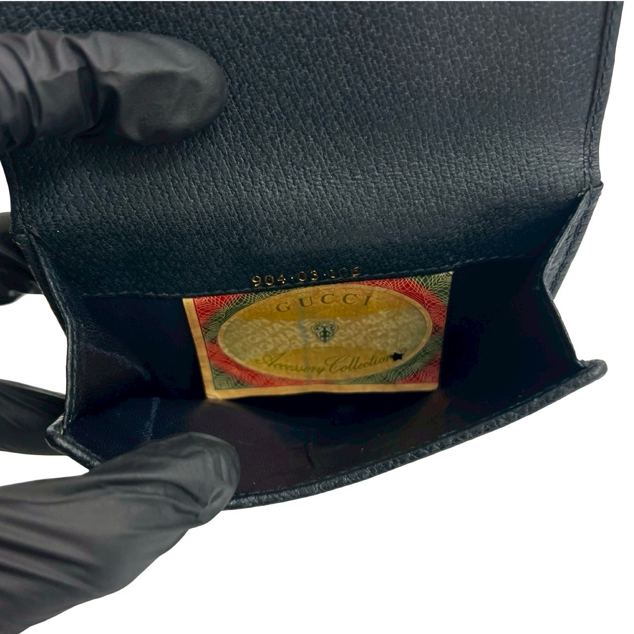 GUCCI Bifold Wallet leather Navy